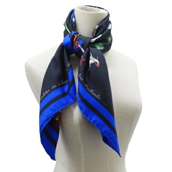 HERMES Authentic Black Silk Scarf - Picture 8 of 12